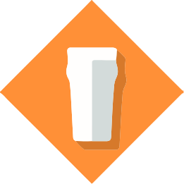 Pint glass icon on orange background