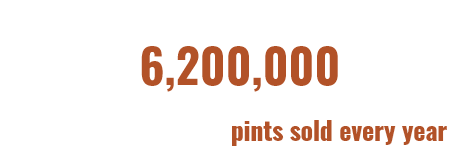 Arrow pointing left stating 1,400,000 pints sold in 2019